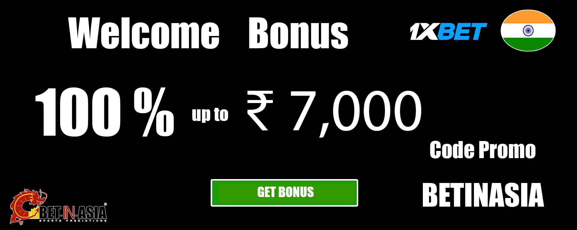 1xbet India welcome bonus 100 % on first deposit