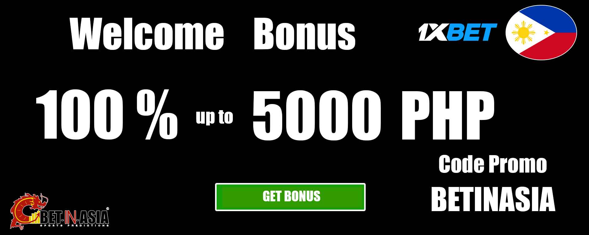 1xbet Philippines welcome bonus 100 % on first deposit