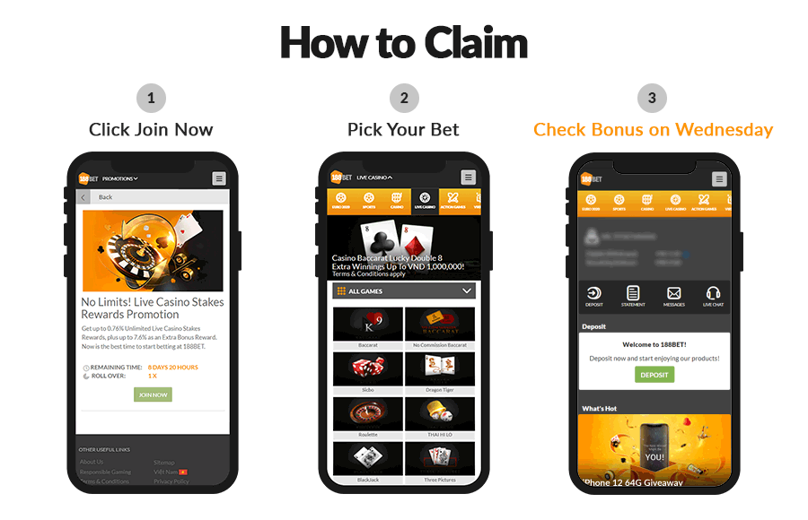 How to claim the bonus 188bet Asia