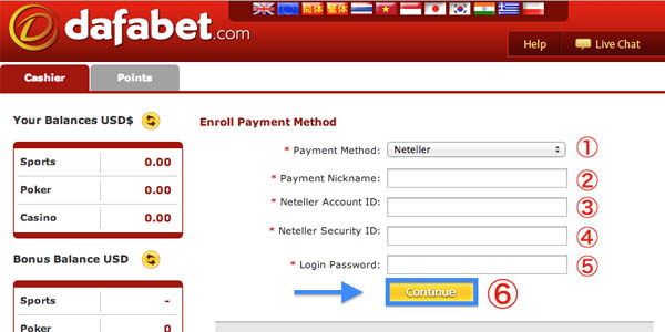 deposit dafabet by neteller explain