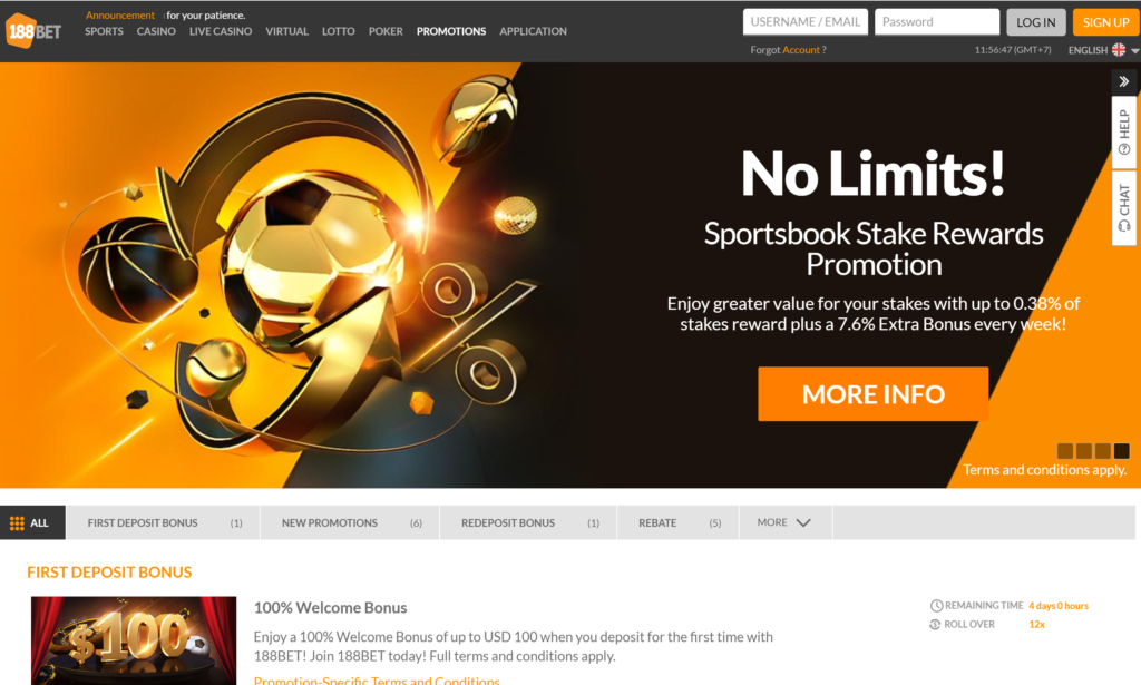 sportsbook stake reward 188bet