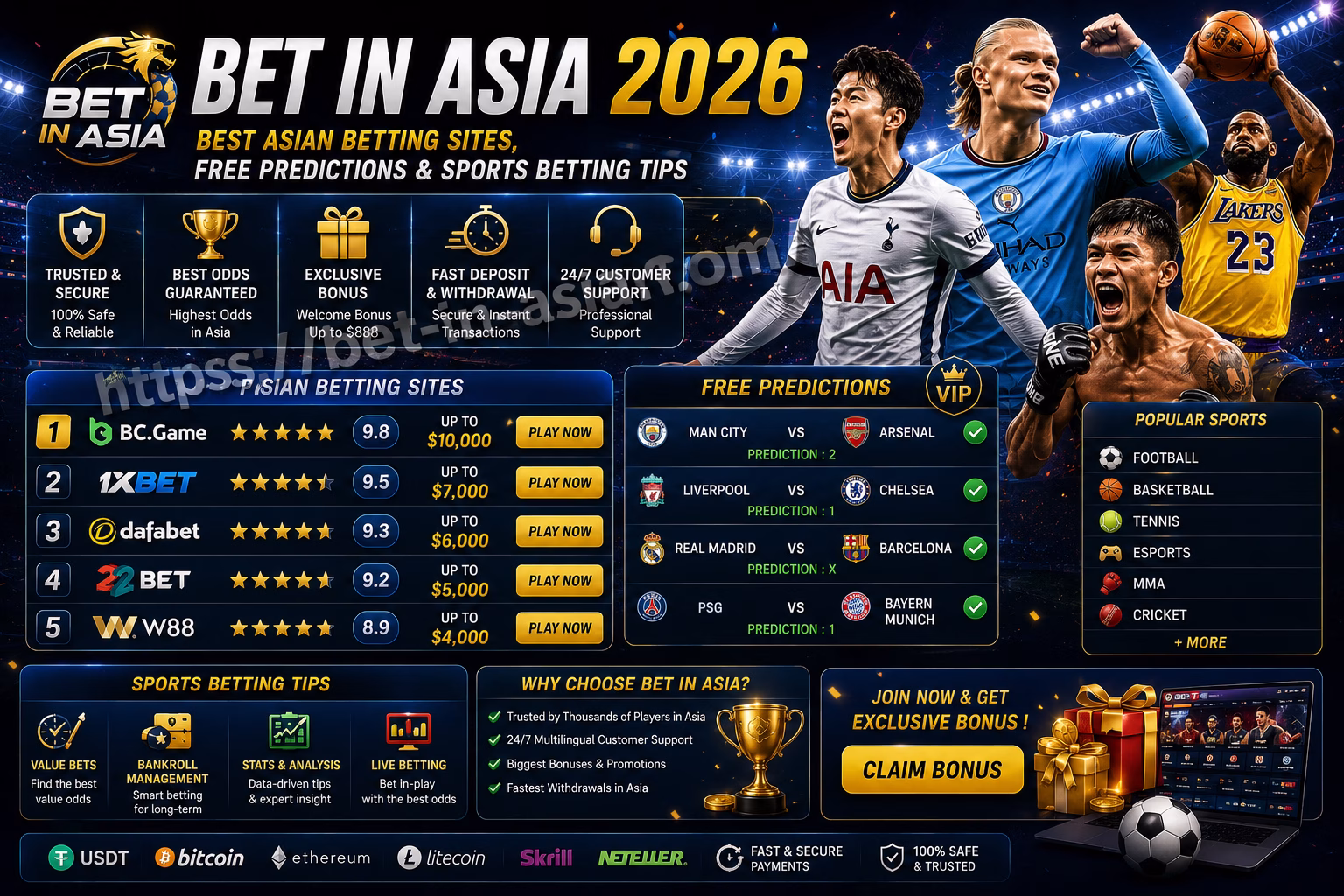Bet in Asia 2026 | Best Asian Betting Sites, Free Predictions & Sports Betting Tips