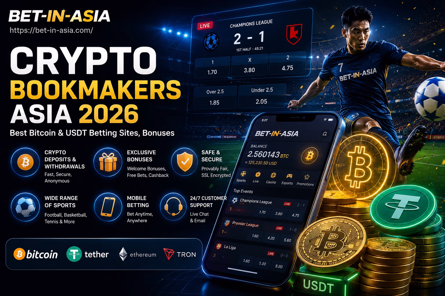 Crypto Bookmakers Asia 2026 Best Bitcoin & USDT Betting Sites, Bonuses & Live Sports