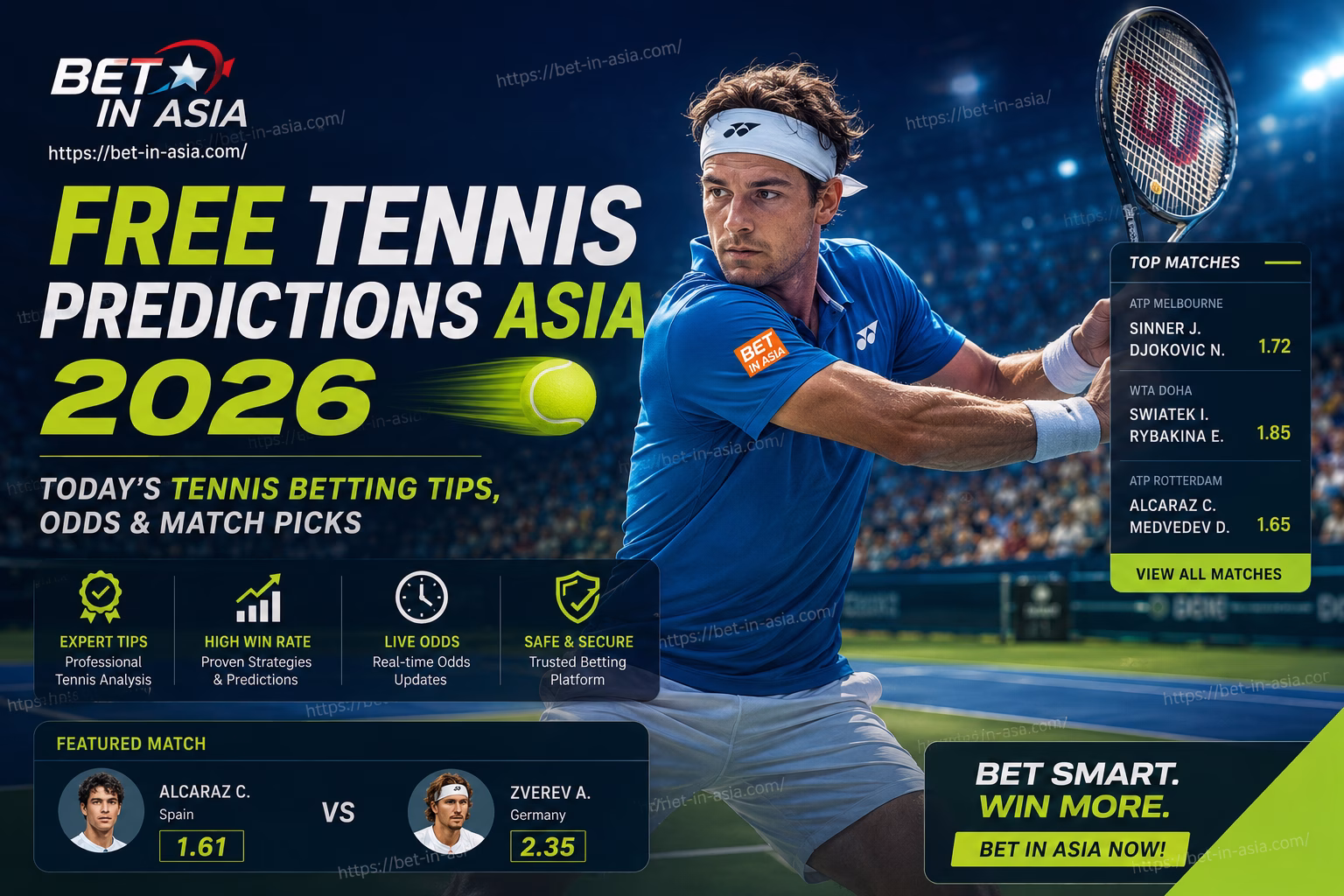 Free Tennis Predictions Asia 2026 Todayโs Tennis Betting Tips, Odds & Match Picks