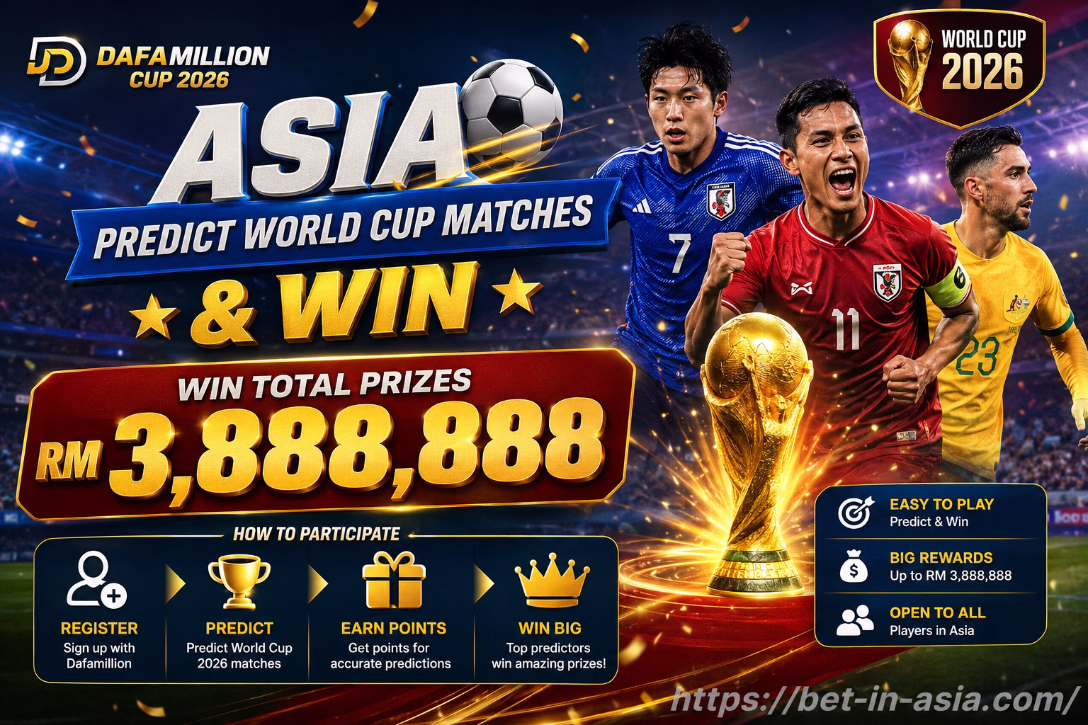 Dafamillion Cup 2026 Asia Predict World Cup Matches & Win RM 3,888,888